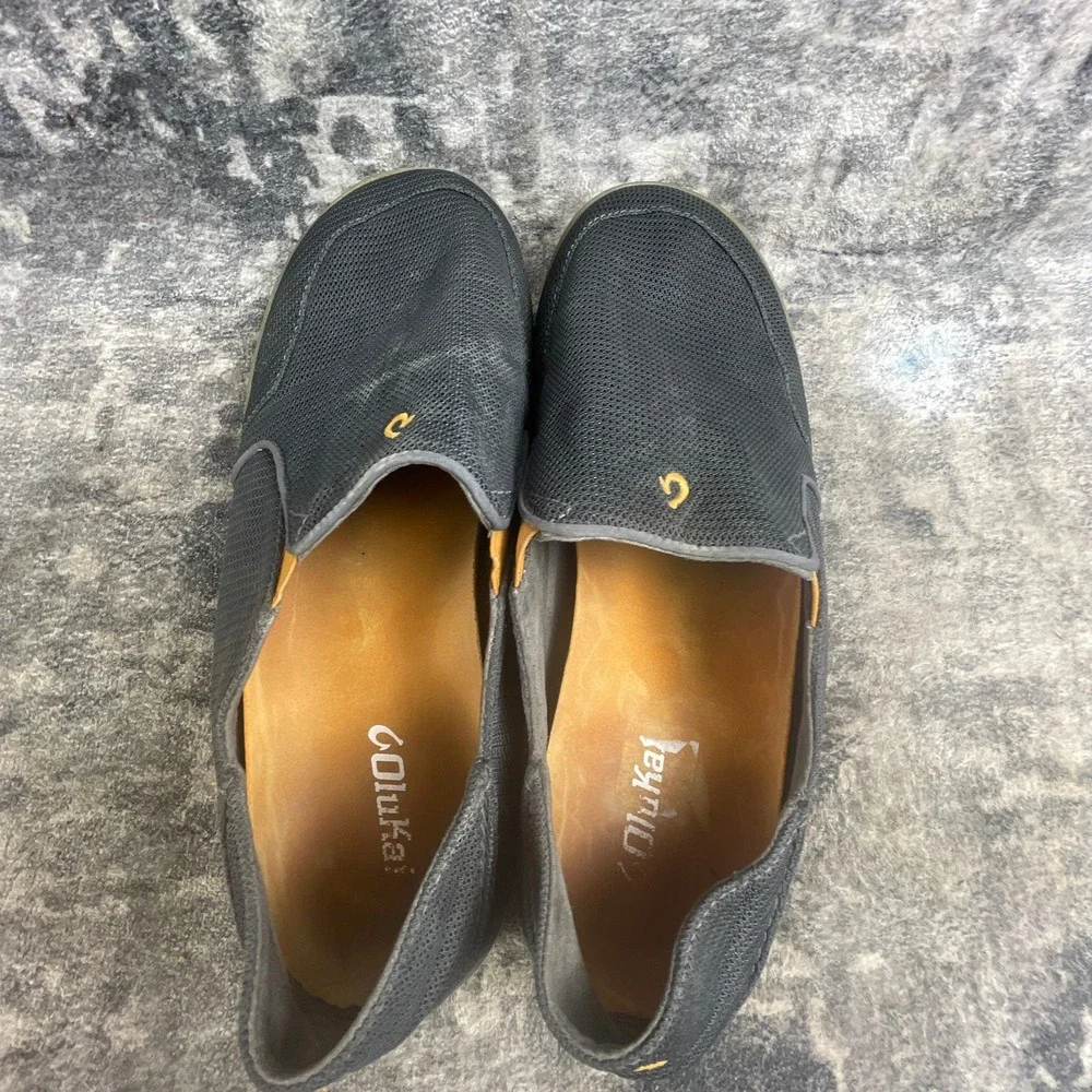 OluKai Mens 11 Nohea Mesh Slip On Shoes Gray Casual Loafers 10188-4242